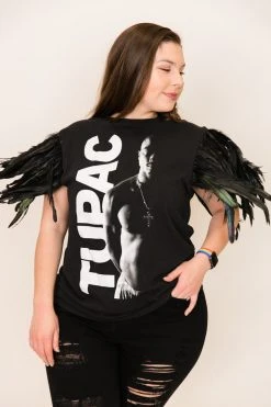 Fringe Co Tupac Feather Sleeve Party Tee Party Tees
