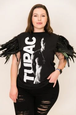 Fringe Co Tupac Feather Sleeve Party Tee Party Tees