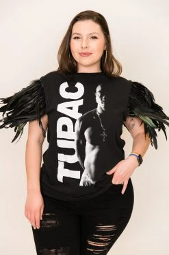Fringe Co Tupac Feather Sleeve Party Tee Party Tees