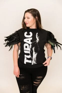 Fringe Co Tupac Feather Sleeve Party Tee Party Tees