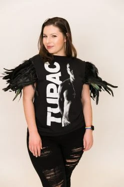 Fringe Co Tupac Feather Sleeve Party Tee Party Tees