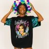 Fringe Co Whitney Houston Pink And Blue Sequin Sleeve Party Tee
