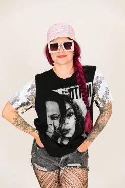 Fringe Co Beyonce OTR White And Silver Sequin Sleeve Party Tee Party Tees