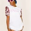 Fringe Co Party Tees Femme Rose Gold Paillette Sequin Sleeve Tee