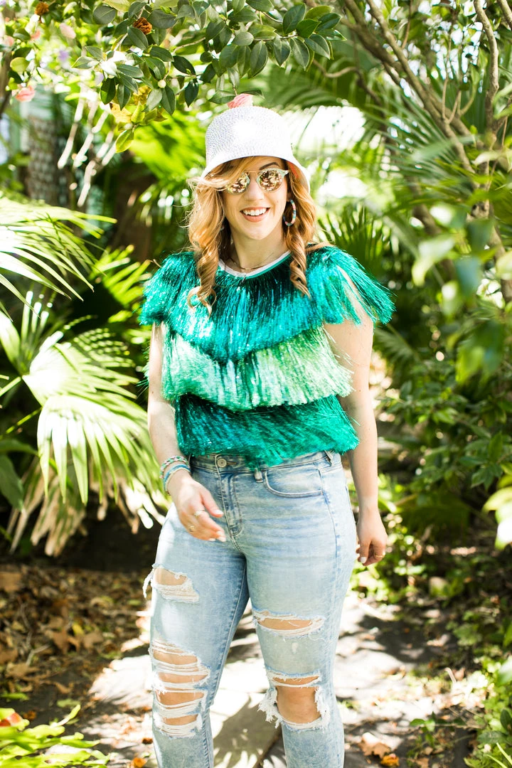 Fringe Co Teal And Mint Tinsel Vest 3 Fringe Co Teal And Mint Tinsel Vest
