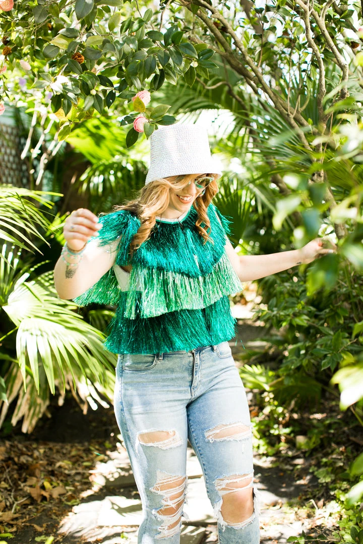 Fringe Co Teal And Mint Tinsel Vest 5 Fringe Co Teal And Mint Tinsel Vest