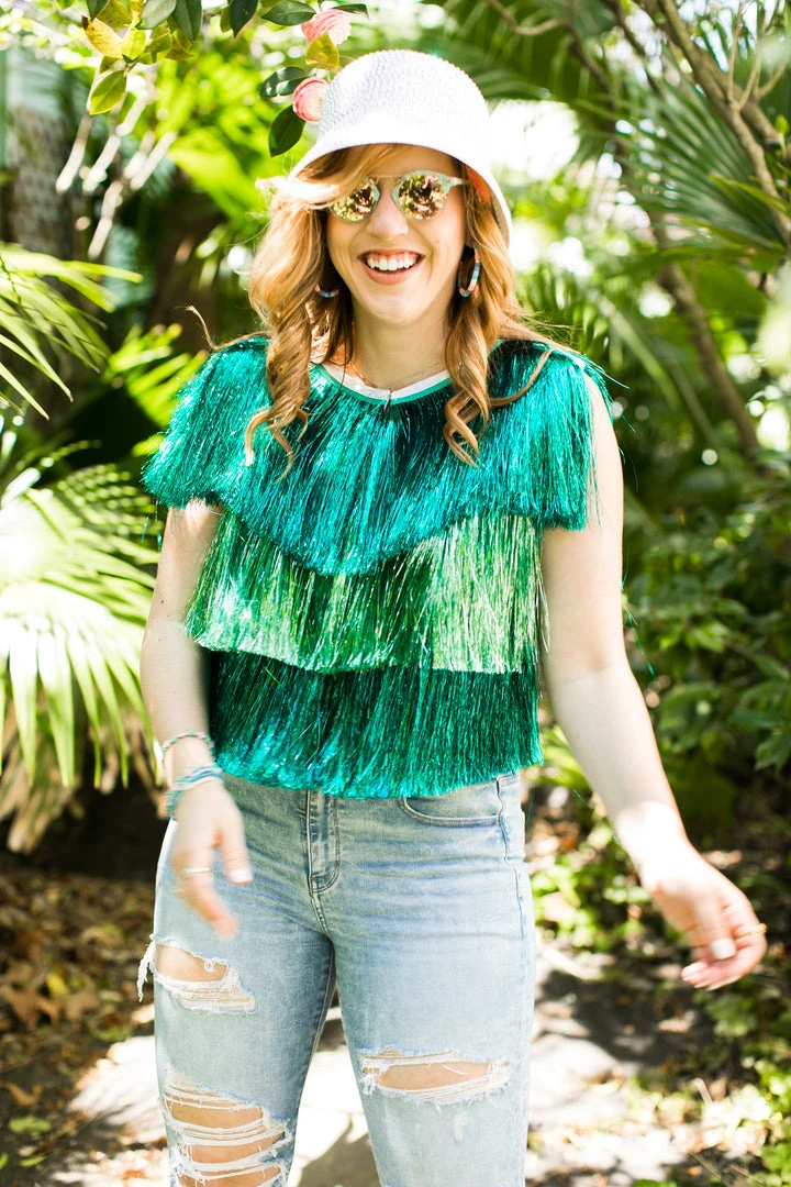 Fringe Co Teal And Mint Tinsel Vest 7 Fringe Co Teal And Mint Tinsel Vest