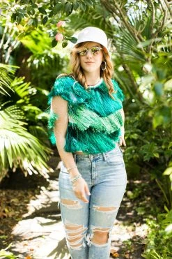 Fringe Co Teal And Mint Tinsel Vest 15 Fringe Co Teal And Mint Tinsel Vest