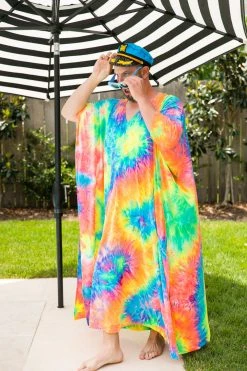 Fringe Co Rainbow Tie Dye Long Caftan Caftan Club Collection