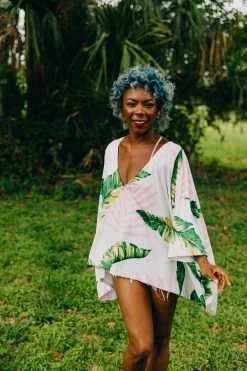 Fringe Co Pink Palm Tunic Shop Spring Sparkles