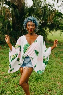 Fringe Co Pink Palm Tunic Shop Spring Sparkles