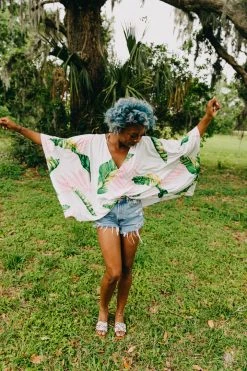 Fringe Co Pink Palm Tunic Shop Spring Sparkles