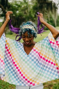 Fringe Co Rainbow Check Tunic Shop Spring Sparkles