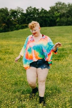 Fringe Co Shop Spring Sparkles Rainbow Tie Dye Tunic