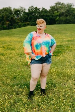 Fringe Co Shop Spring Sparkles Rainbow Tie Dye Tunic