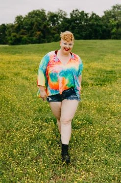 Fringe Co Shop Spring Sparkles Rainbow Tie Dye Tunic