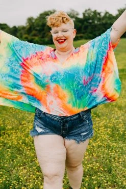 Fringe Co Shop Spring Sparkles Rainbow Tie Dye Tunic