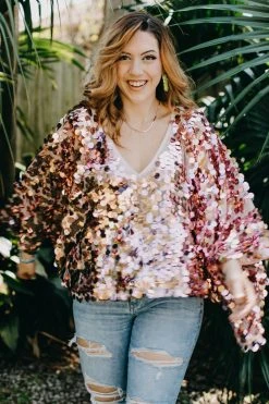 Fringe Co Caftan Club Collection Rose Gold Paillette Tunic