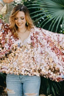 Fringe Co Caftan Club Collection Rose Gold Paillette Tunic