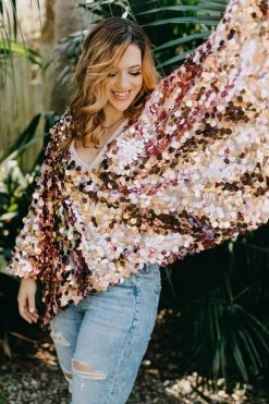Fringe Co Caftan Club Collection Rose Gold Paillette Tunic