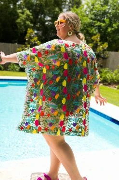 Fringe Co White Floral Embroidered Short Caftan