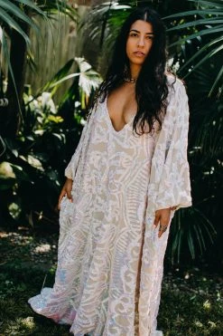 Fringe Co Iridescent Embroidered Sequin Long Caftan Caftan Club Collection