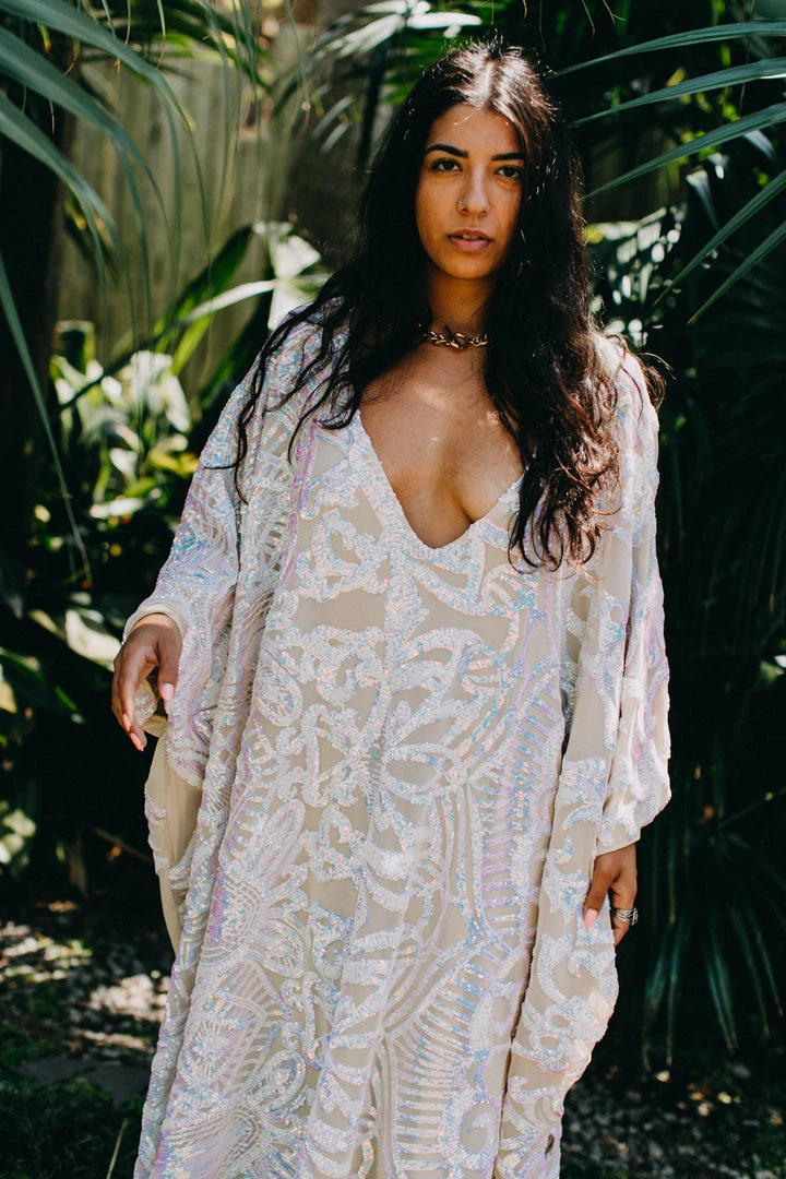 Fringe Co Iridescent Embroidered Sequin Long Caftan Caftan Club Collection 6 Fringe Co Iridescent Embroidered Sequin Long Caftan Caftan Club Collection