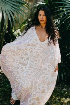 Fringe Co Iridescent Embroidered Sequin Long Caftan Caftan Club Collection