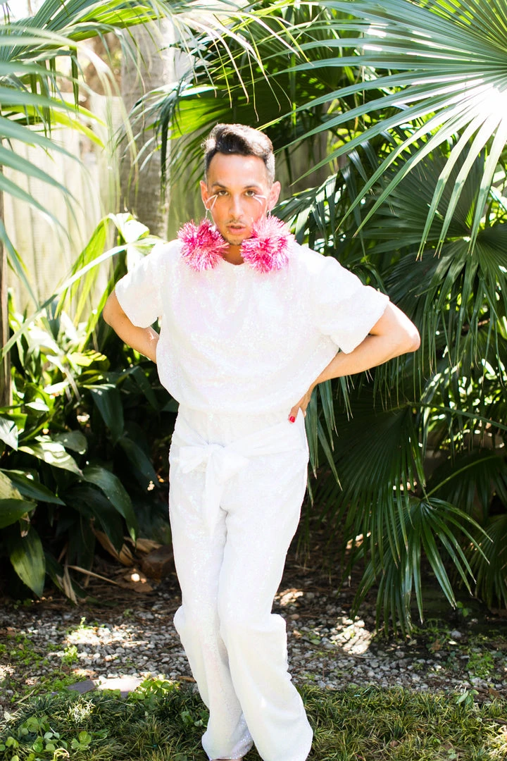 Fringe Co Sequin Collection Pink Iridescent High Waisted Sequin Pant 2 Fringe Co Sequin Collection Pink Iridescent High Waisted Sequin Pant