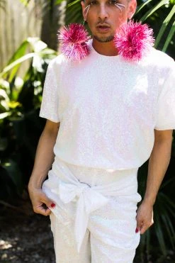 Fringe Co Sequin Collection Pink Iridescent Party Crop