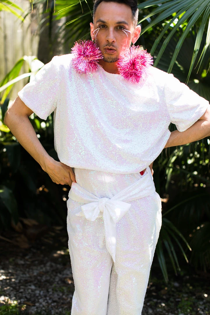 Fringe Co Sequin Collection Pink Iridescent High Waisted Sequin Pant 6 Fringe Co Sequin Collection Pink Iridescent High Waisted Sequin Pant