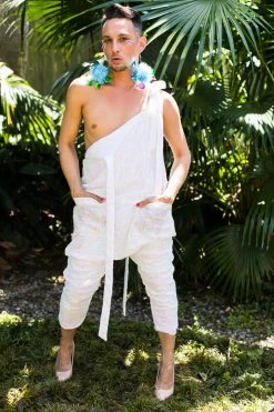 Fringe Co Pink/White Iridescent Party Jumpsuit Sequin Collection