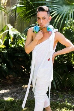 Fringe Co Pink/White Iridescent Party Jumpsuit Sequin Collection