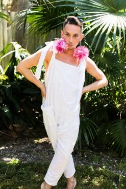 Fringe Co Pink/White Iridescent Party Jumpsuit Sequin Collection
