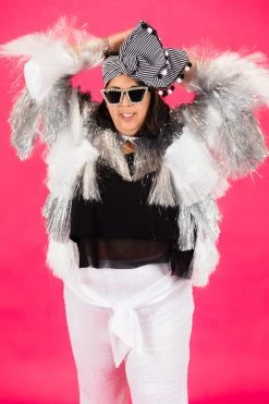 Fringe Co The Princess White And Silver Totally Tinsel Fringe Jacket