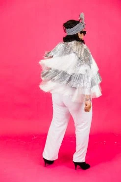 Fringe Co The Princess White And Silver Totally Tinsel Fringe Jacket