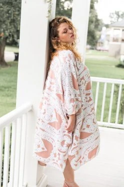 Fringe Co Caftan Club Collection White Sequin Embroidered Short Caftan