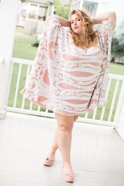 Fringe Co Caftan Club Collection White Sequin Embroidered Short Caftan