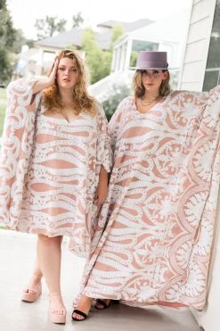 Fringe Co Caftan Club Collection White Sequin Embroidered Short Caftan