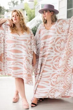 Fringe Co Caftan Club Collection White Sequin Embroidered Short Caftan