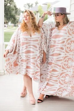 Fringe Co Caftan Club Collection White Sequin Embroidered Short Caftan