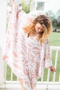 Fringe Co Caftan Club Collection White Sequin Embroidered Short Caftan
