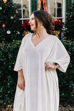 Fringe Co Caftan Club Collection White Velvet Long Caftan