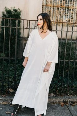 Fringe Co Caftan Club Collection White Velvet Long Caftan