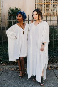 Fringe Co Caftan Club Collection White Velvet Long Caftan