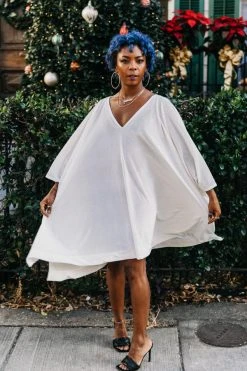 Fringe Co White Velvet Short Caftan Caftan Club Collection