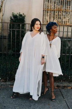 Fringe Co Caftan Club Collection White Velvet Long Caftan