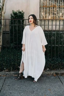 Fringe Co Caftan Club Collection White Velvet Long Caftan