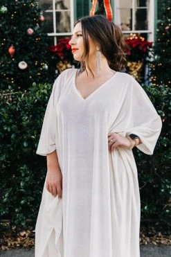 Fringe Co Caftan Club Collection White Velvet Long Caftan