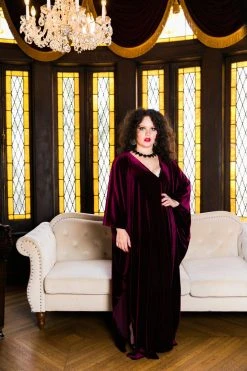 Fringe Co Wine Velvet Long Caftan Caftan Club Collection